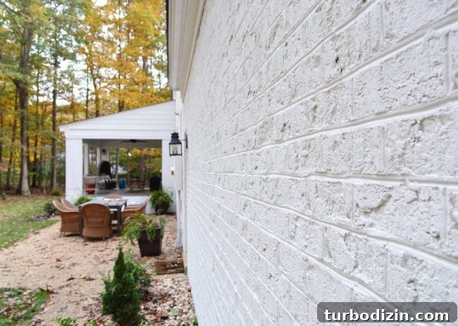 Detail Picture Of Brick Texture On Painted White Home
