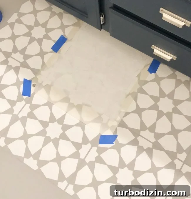 Edge work and touch ups on stenciled floor