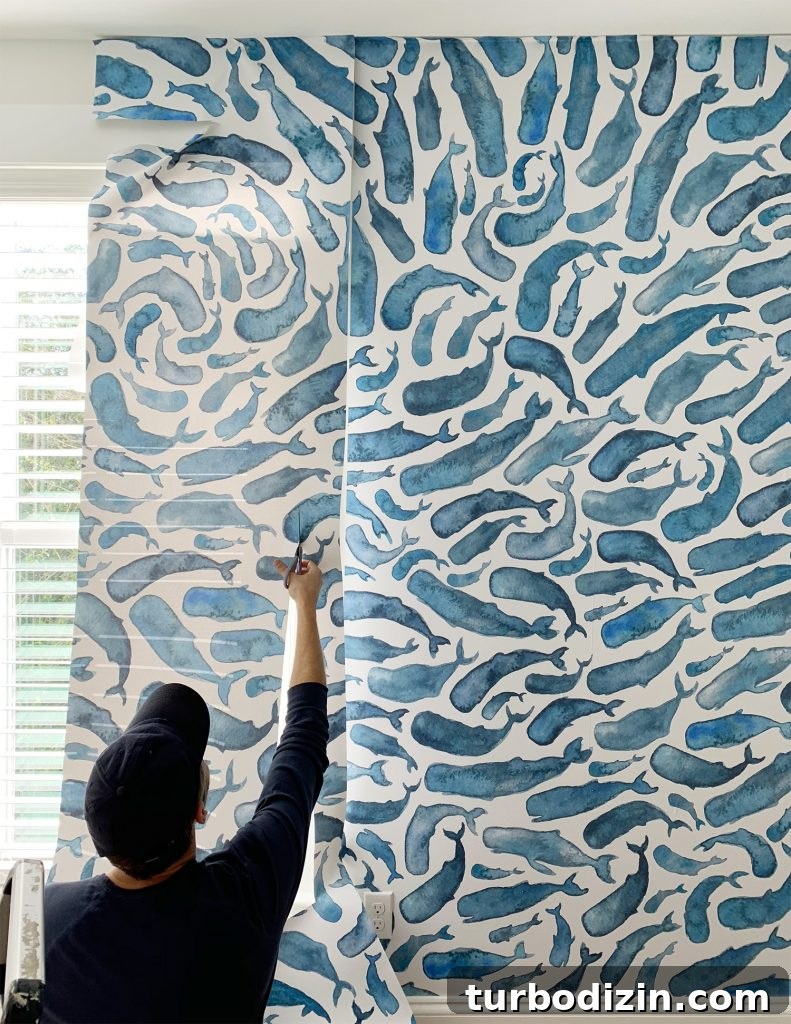 Cutting Excess Wall Mural Panel To Install Around Window