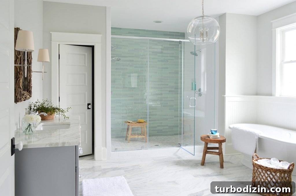 When Life Falls Apart: How to Find Stability When Everything Goes Wrong 5 Aqua Glass Accent Shower Tile In Large Master Bathroom