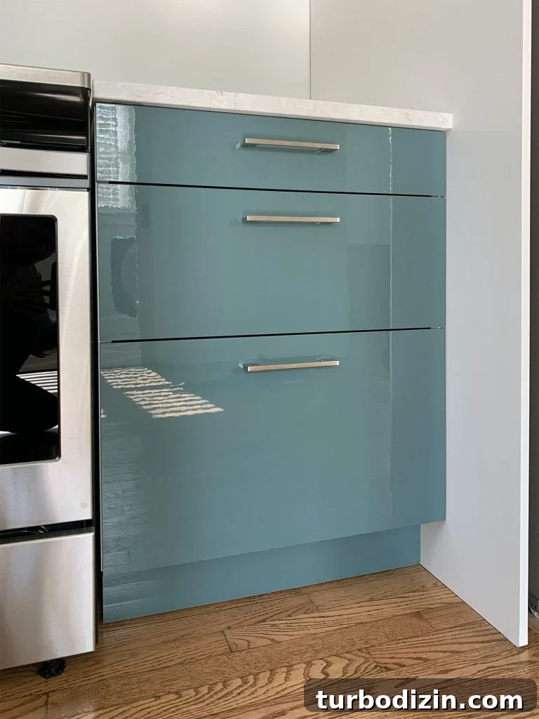 Finished Ikea Cabinets With Brushed Nickel Hardware Installed