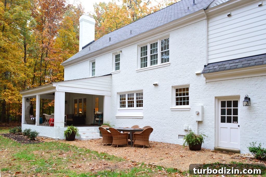Front Door Paint Guide: Top Color Picks and Pro Tips for Painting a Door 11 House Painted brick from the back showing two exterior doors white before paint