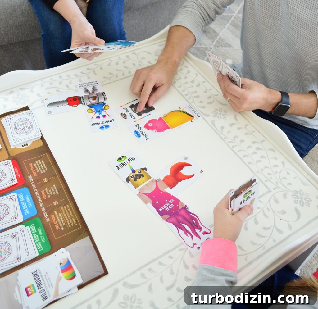 Bright, Airy Living Room Ideas That Stay Comfortable and Practical 12 hands playing bears vs babies board game on stenciled coffee table