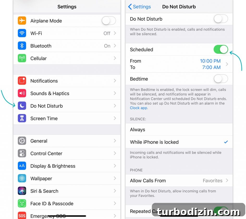 Do Not Disturb settings