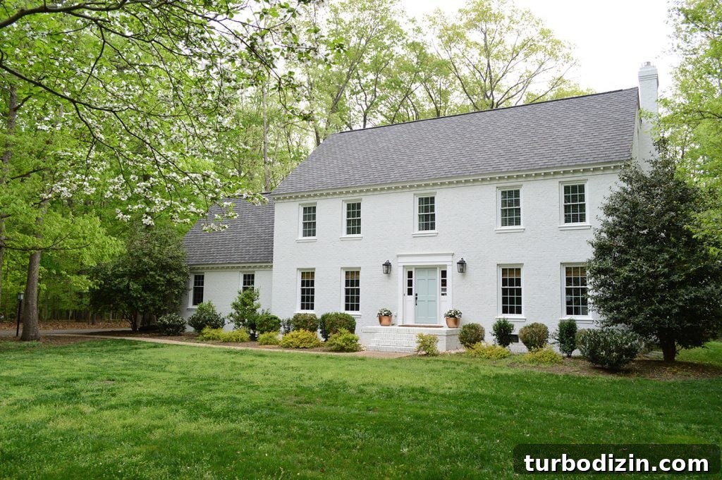 Exterior Makeover Update: Phase 2 Reveals New Curb Appeal 2 Exterior of house with white paint and dogwood tree