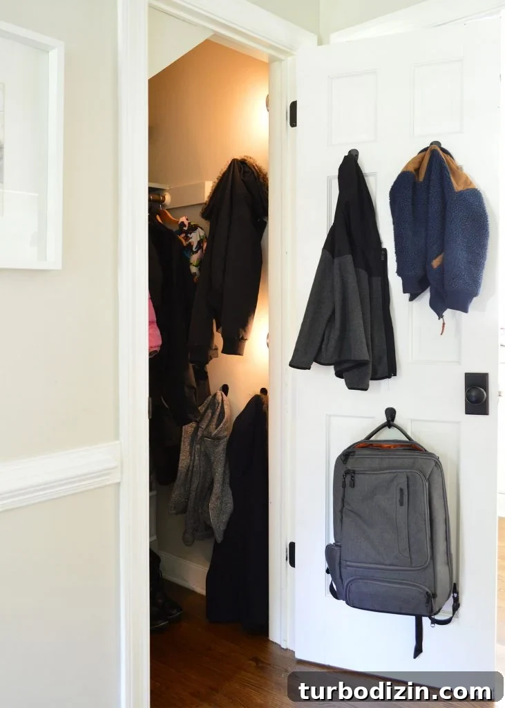 First Guests at Our Duplex: What Happened During Their Stay 8 closet puck lights and fluorescent fixture