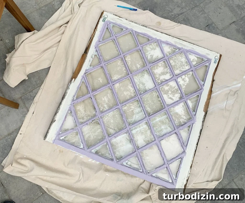 DIY Faux Stained Glass Window Tutorial: Step-by-Step Guide 3 Old Reclaimed Glass Diamond Glass Window