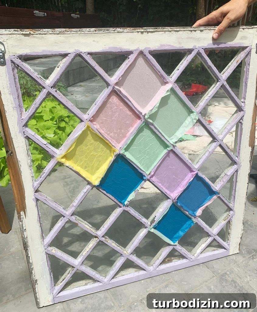 DIY Faux Stained Glass Window Tutorial: Step-by-Step Guide 11 Back Of Window With Tissue Paper Layers