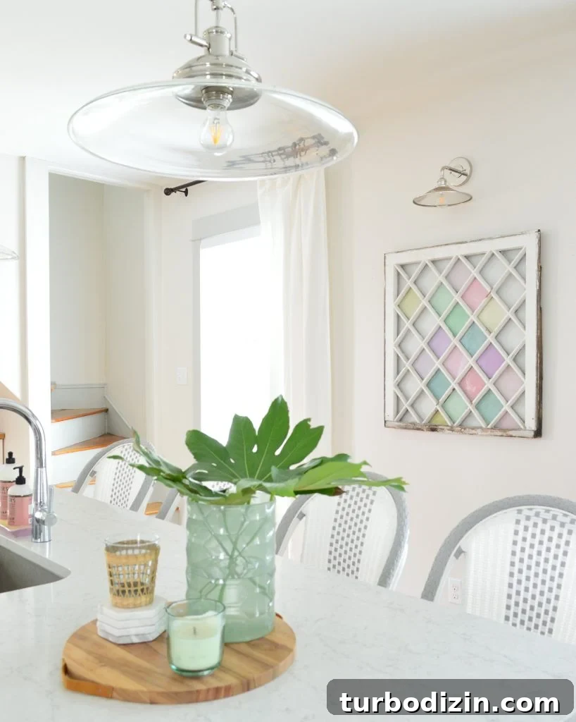 DIY Faux Stained Glass Window Tutorial: Step-by-Step Guide 14 Beach House Kitchen Island With Color Stained Glass DIY Window Final