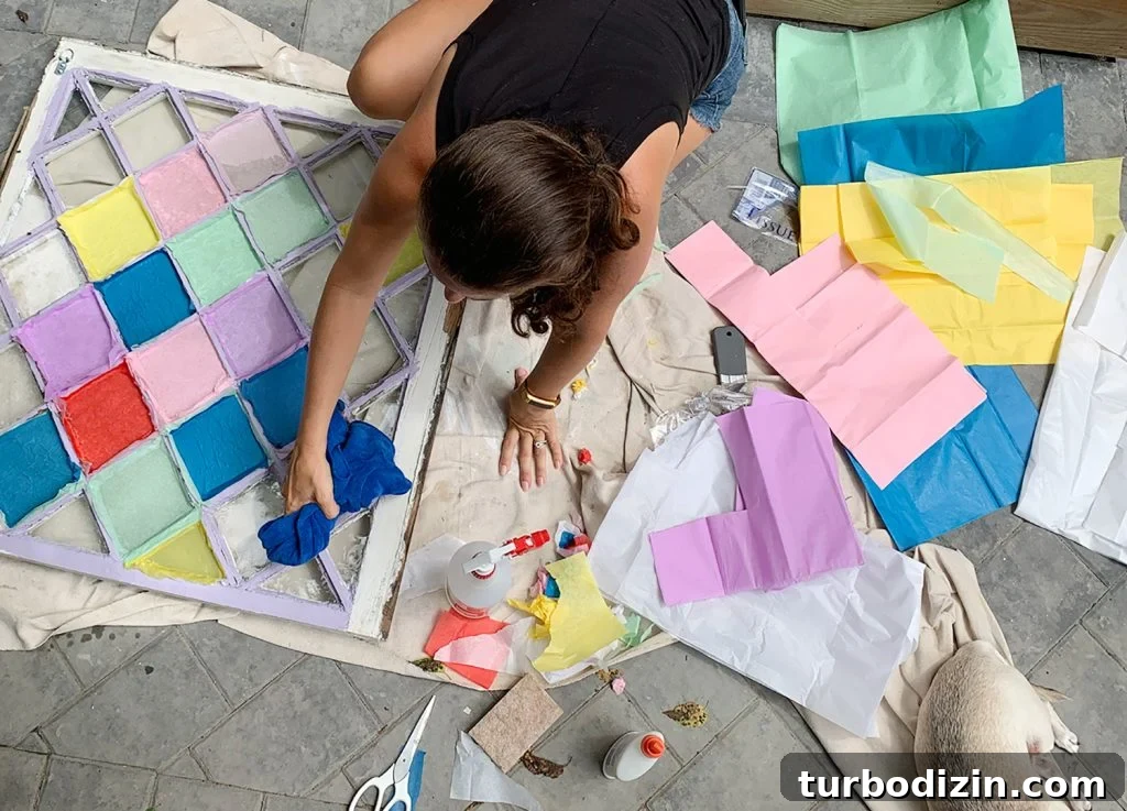 DIY Faux Stained Glass Window Tutorial: Step-by-Step Guide 8 Cleaning Glass On DIY Tissue Paper Stained Glass Window