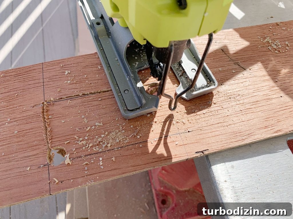 DIY Shiplap Wall Plank Makeover for $31 Total 17 Cutting Hole In Back of Wood Strip using Jigsaw