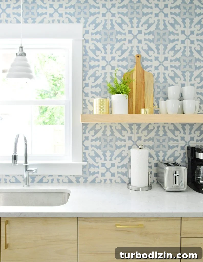 5 Things We Learned Hosting Airbnb This Summer 4 Wood Colored Opened Shelf Against Blue Tile Backsplash