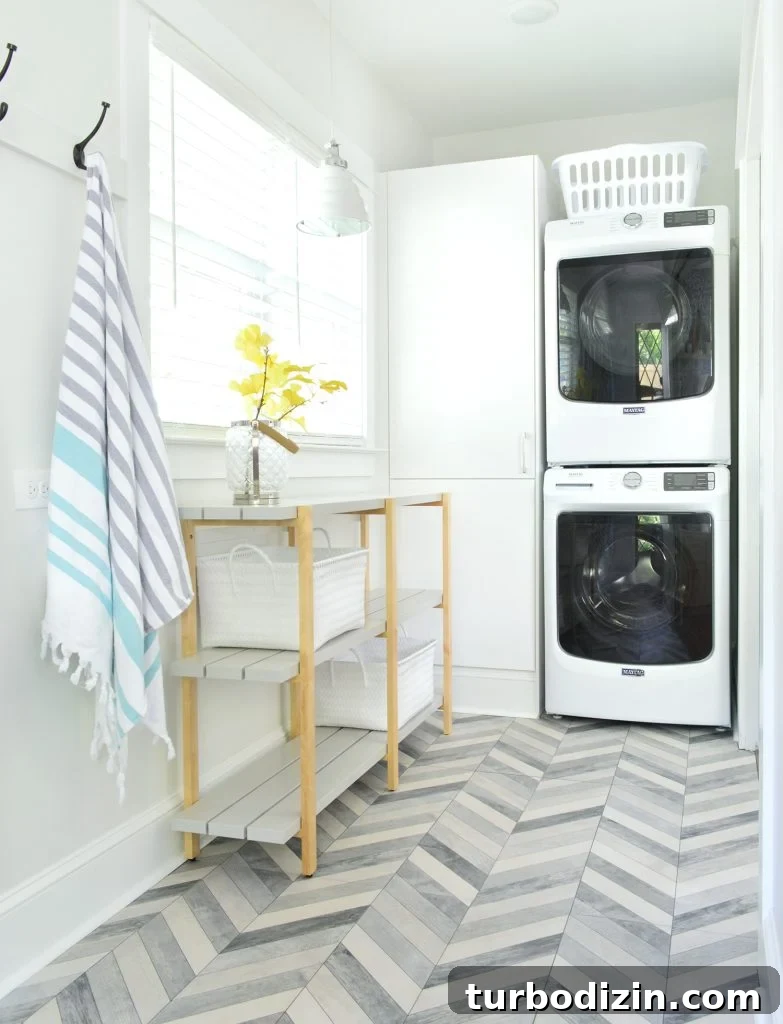 5 Things We Learned Hosting Airbnb This Summer 5 Duplex Landry Room Stacked Appliances Open Shelf