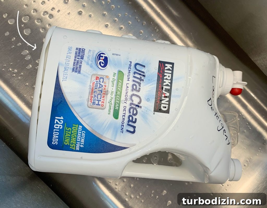 Laundry detergent spill during turnover