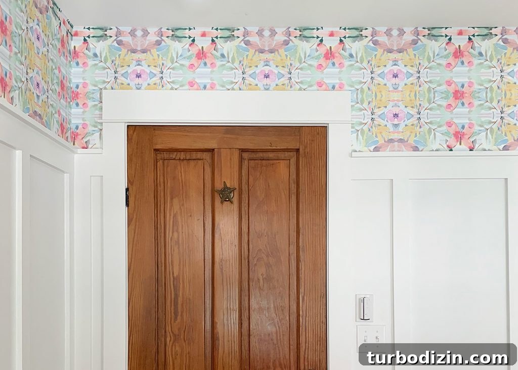 Wallpaper and board and batten peek