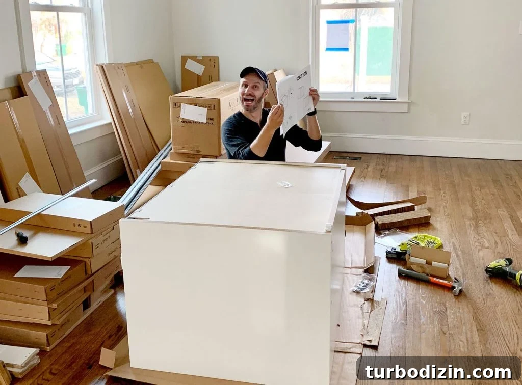 Managing Renovation Stress: 5 Practical Tips for a Smoother Remodel 2 John Looking Stressed While Building Ikea Cabinets