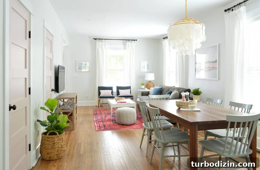 Top Picks We Own and Love — On Sale Right Now 21 Open Living And Dining Room In Bright Beach House With Pink Doors