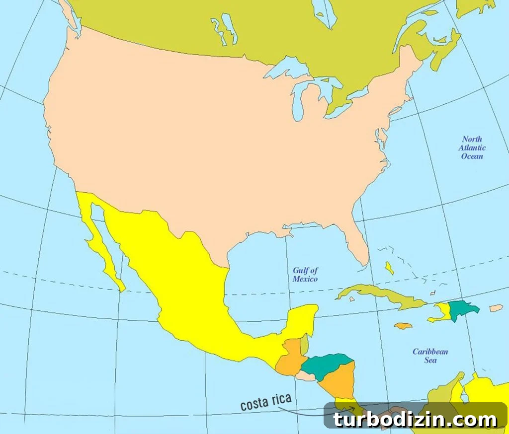 Costa Rica On World Map