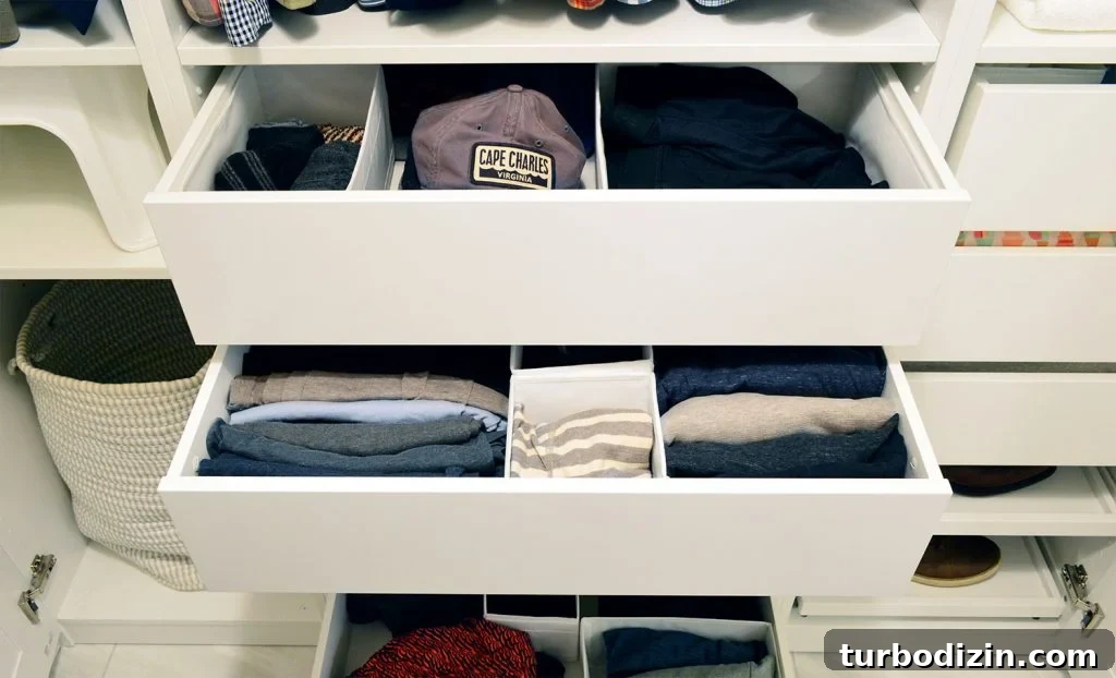 Johns Drawers Pulled Open With Ikea Pax Divider System