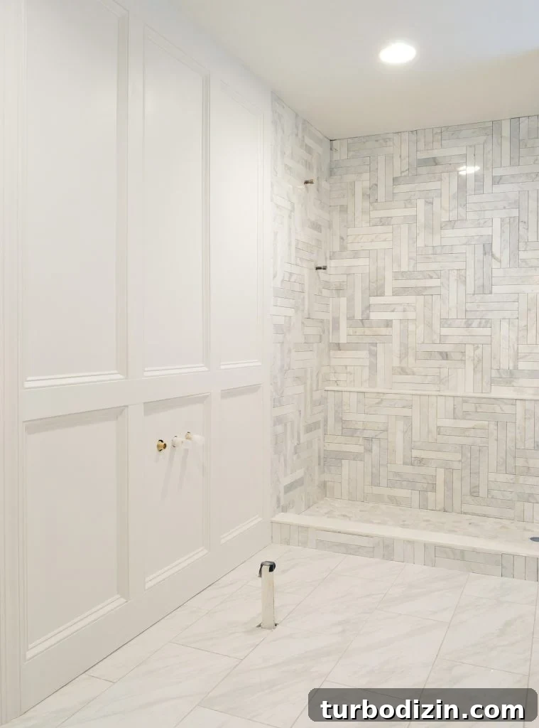 How to Install Decorative Wall Molding for a Polished Look 11 Master Bathroom Update With Decorative Wall Trim And Ungrouted Marble Shower