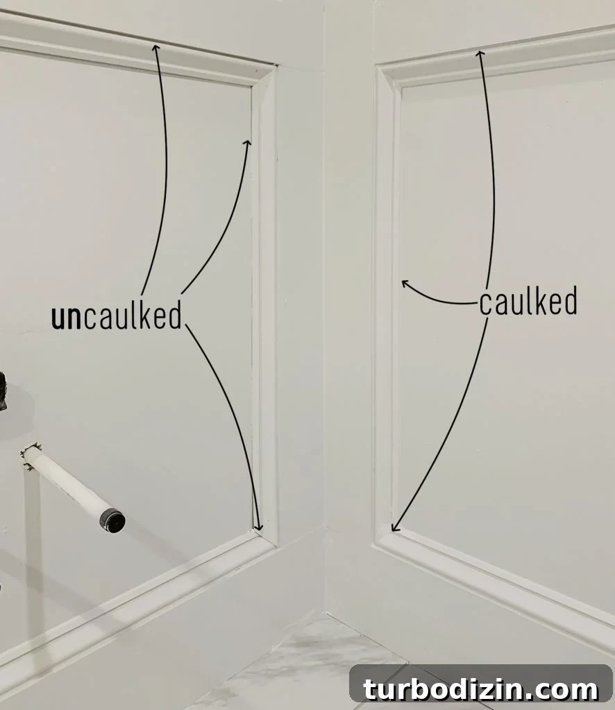 How to Install Decorative Wall Molding for a Polished Look 12 Decorative Wall Molding Caulked And Uncaulked Portions