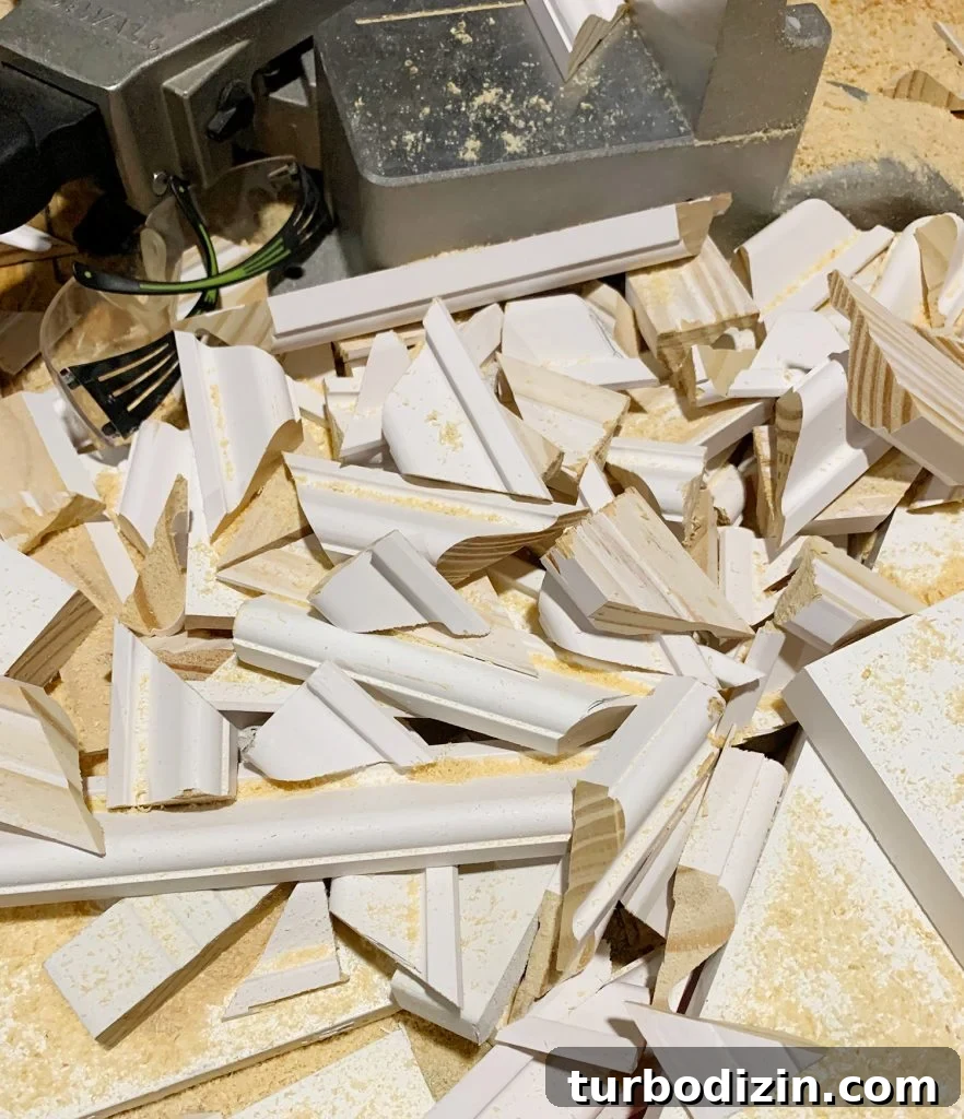 How to Install Decorative Wall Molding for a Polished Look 5 Scrap Pile Of Cut Molding Pieces