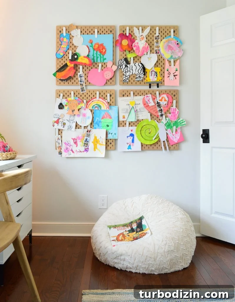Ikea Skadis Pegboard Organizers For Displaying Kids Artwork