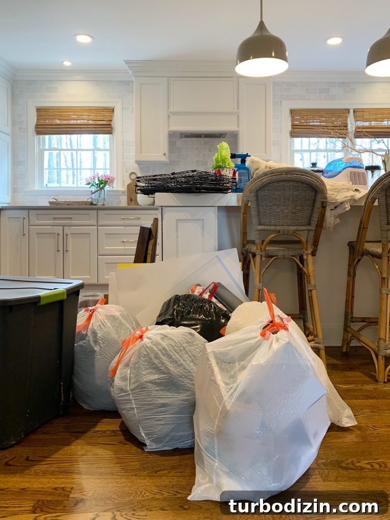 How to Declutter and Downsize Your Home: A Step-by-Step Guide 9 Bags of donations ready for drop-off