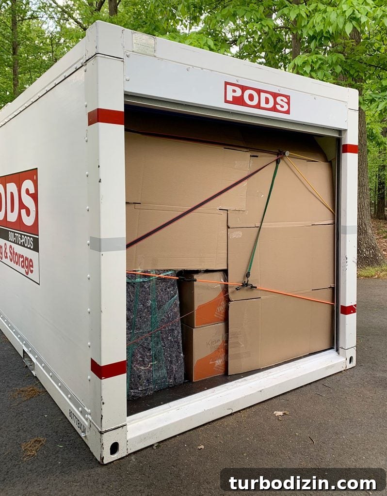 What We’ll Do — and What We Won’t — When Moving Into Our New House 4 Packed items with cardboard barrier inside POD