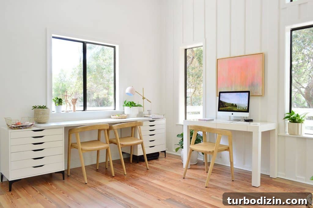 Our Upstairs Family Room After Four Weeks: What Changed and Why 4 Long Art Desk And Office Desk In Beachy Living Room