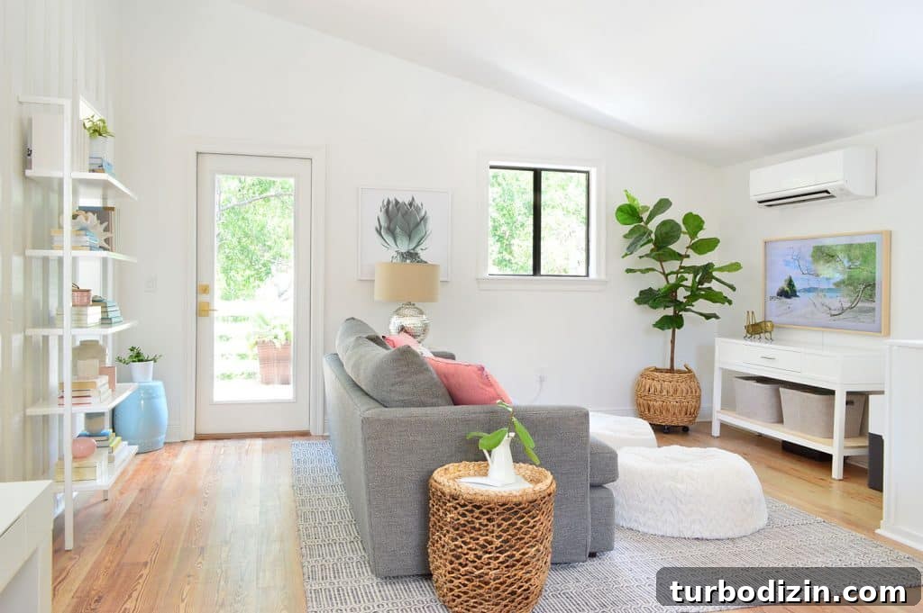 Our Upstairs Family Room After Four Weeks: What Changed and Why 8 Beachy Living Room With TV Viewing Area