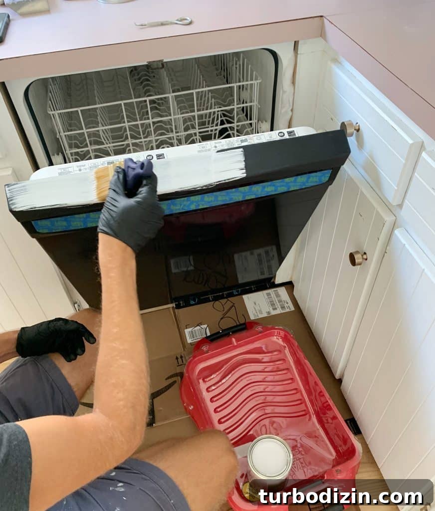 5 Quick Kitchen Updates to Transform Your Space 8 Painting Black Dishwasher With White Appliance Paint