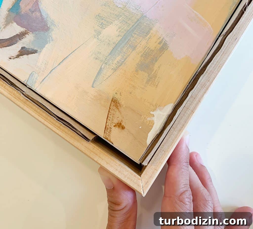 5 Quick Kitchen Updates to Transform Your Space 14 DIY Float Frame Around Artwork Spaced With Cardboard