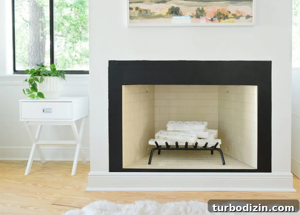 How to Build a Selenite Crystal Fireplace for Your Home 10 Straight shot of fireplace with crystal logs not lit