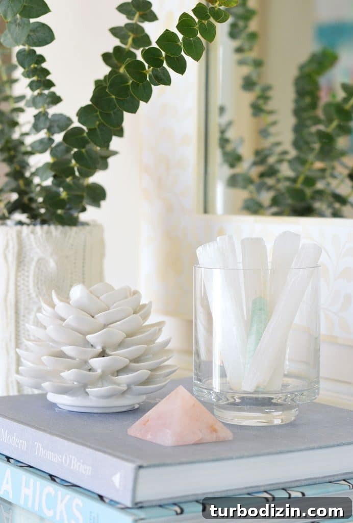 How to Build a Selenite Crystal Fireplace for Your Home 7 Close-up of crystals on display on shelf