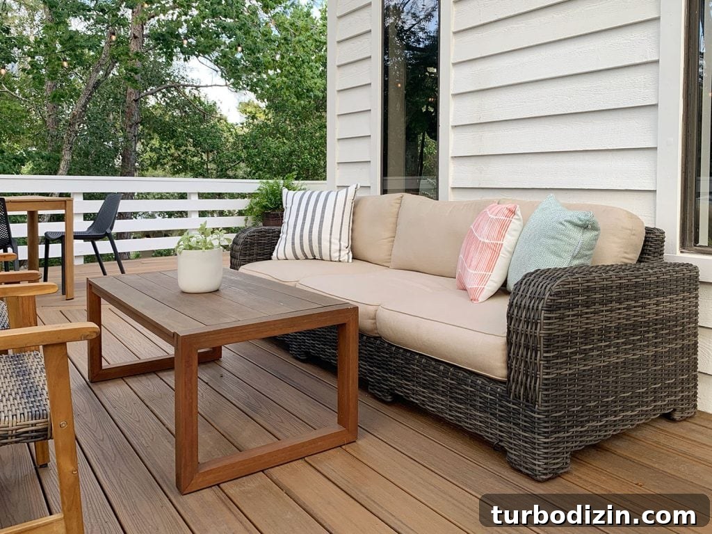 Woven Outdoor Sofa With Cushions And Outdoor Pillows