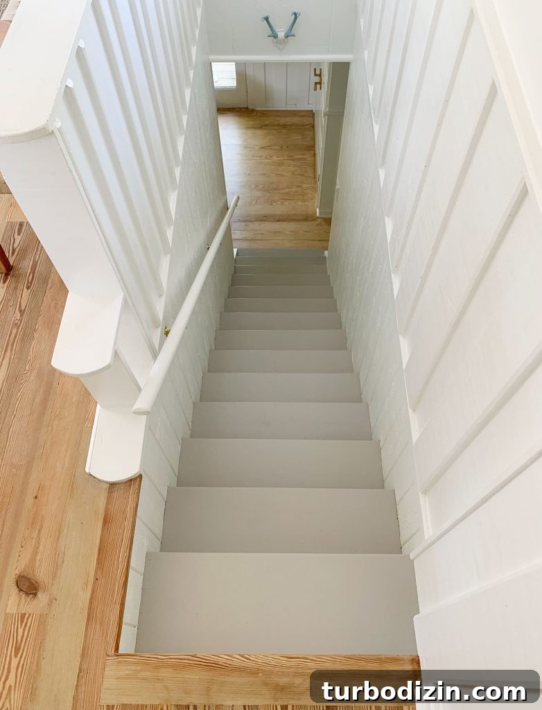 View Of Gray Painted Stair Treads From Above