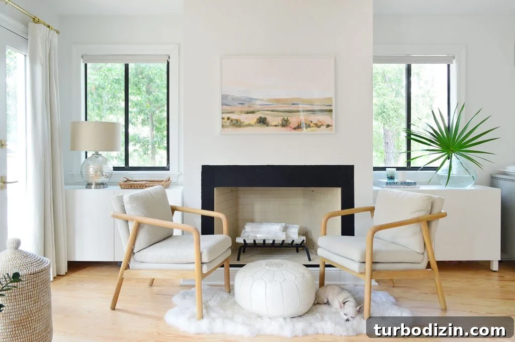 Symmetrical White Ikea Besta Cabinets On Either Side Of Bedroom Fireplace