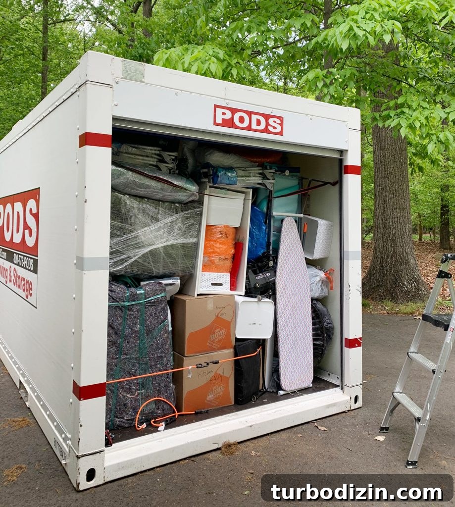 PODS moving container packed full