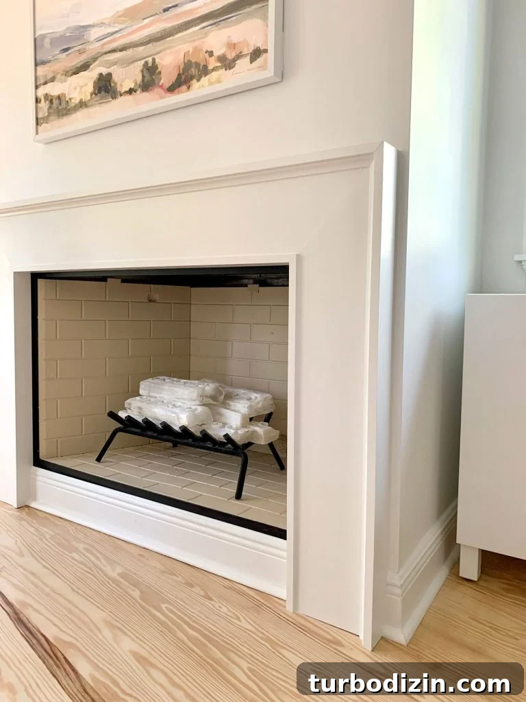 Modern Fireplace Mantel Ideas: Step-by-Step Build Guide 12 Closer view of fireplace surround showing about an inch of drywall between it and corner of wall