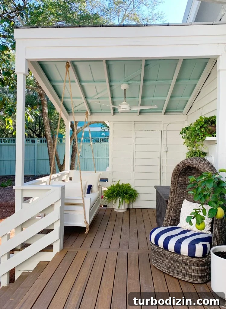 How to Build a Hanging Daybed: Step-by-Step Guide for Your Patio 7 Finished White Hanging Daybed Under Covered Front Porch