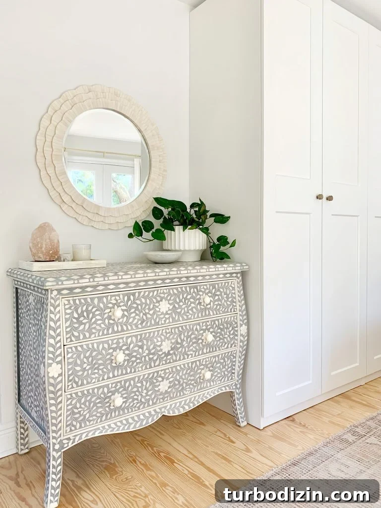 Turn Ikea PAX Wardrobes Into a Custom Closet System 8 Blue inlay dresser next to Ikea Pax wardrobes