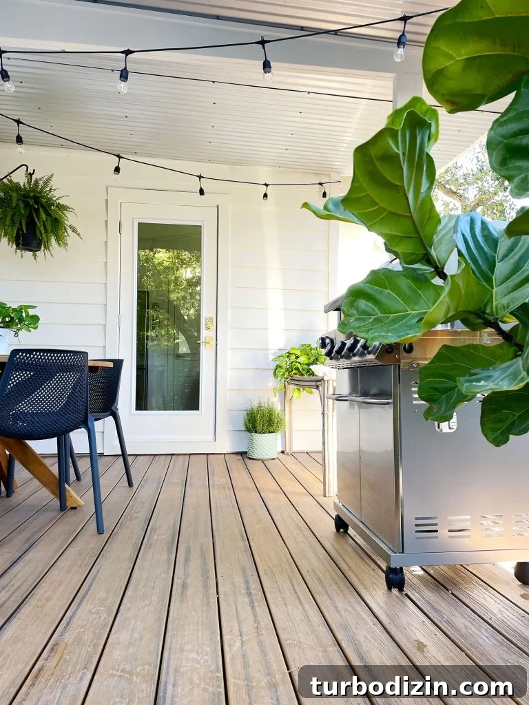 Transforming Our Kitchen Porch into a Cozy Dining Nook 18 Empty space on porch for easy passage between table and grill to new door in house