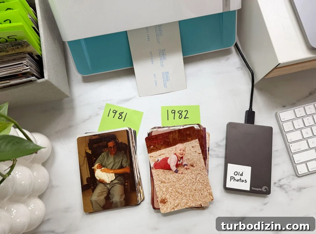 How We Organize Our Digitized Photos for Quick Access 2 Piles Of Old Photos For Scanning
