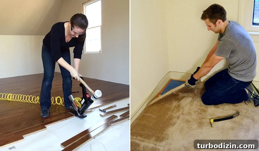 New Flooring FAQ: Answers About Installation, Care and Warranty 12 Sherry and John Doing Flooring Projects Side By Side